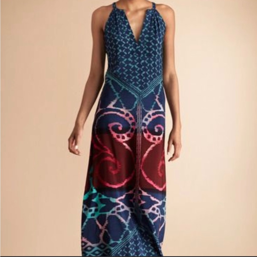 Donna Morgan blue pink maxi dress sz 2